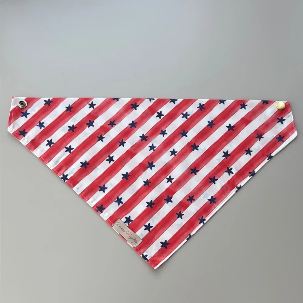 Red and White Striped Dog Bandana with Blue Stars
